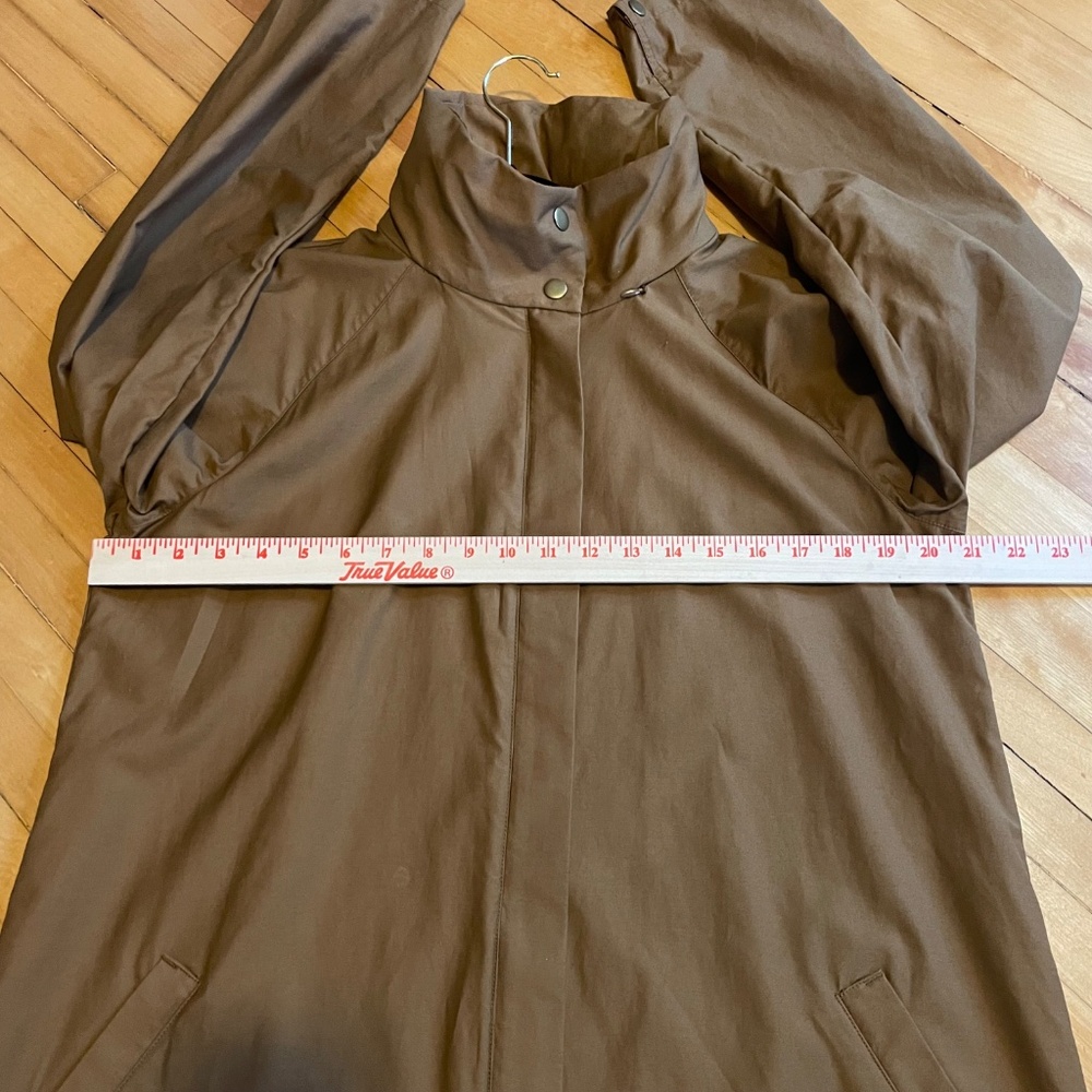GARNET HILL Longline Modern Trench Coat Jacket 2 Way Zip Water Resistant Hood - Picture 14 of 16